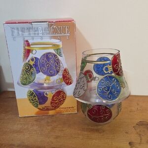 Fifth Ave Crystal Glass Christmas Holiday Tea Light Holder 7 Inch